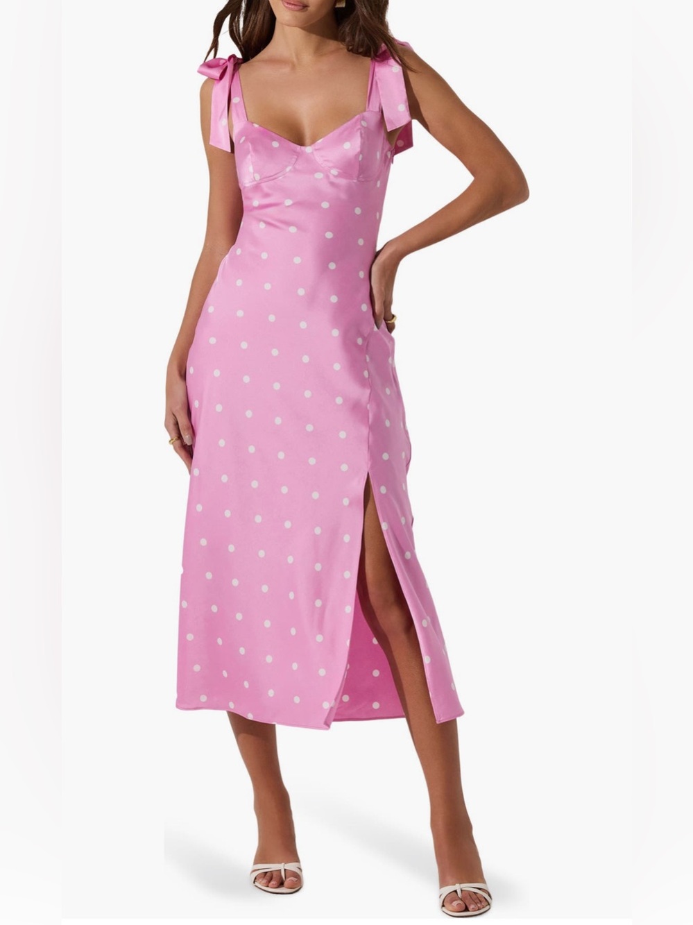 ASTR the Label Bow Strap Satin Dress